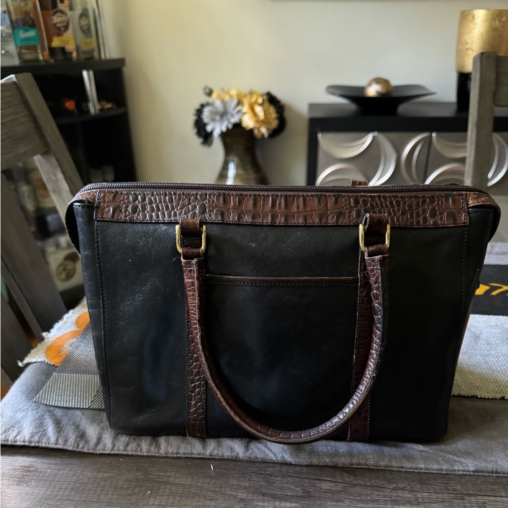 Black and Brown Brahmin leather satchel